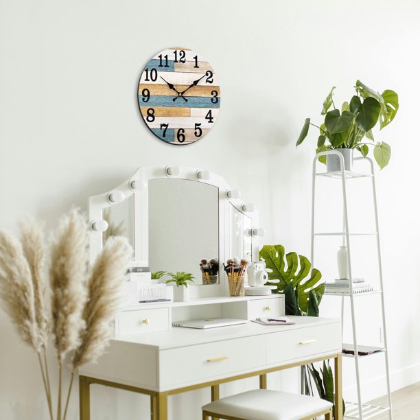 Reloj De Pared De Estilo Para Salón Y Dormitorio Con Pantalla De 24 Horas. Reloj Moderno Para Colgar Con Diseño Y Tablero De Densidad.