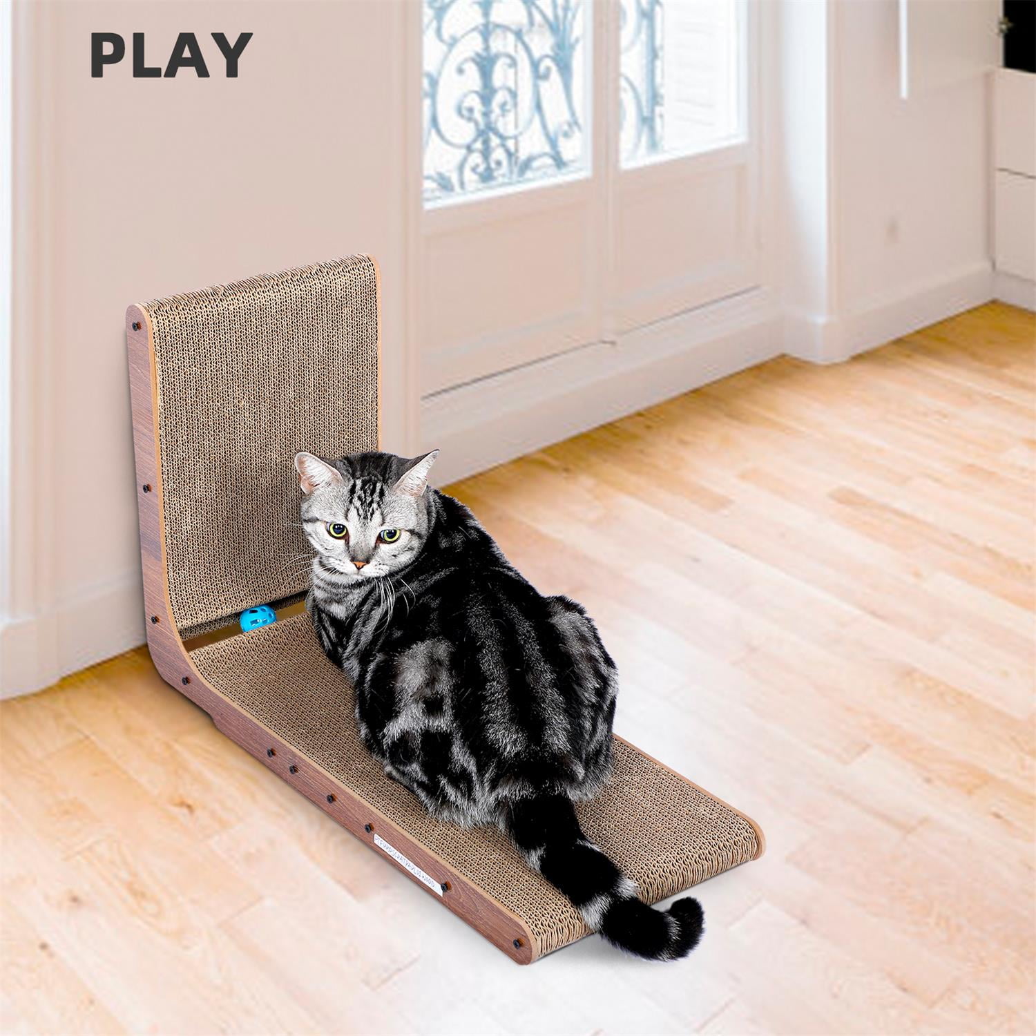 Pefilos 20" Cat Scratcher for Indoor Cats, 2-in-1 Wood Corrugate Cat Scratch Pad, Cat Scratching House Cardboard, Beige Pefilos 20" Cat Scratcher for Indoor Cats, 2-in-1 Wood Corrugate Cat Scratch Pad, Cat Scratching House Cardboard, Beige
