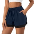 thumbnail image 1 of Ixbnca 2 in 1 Womens Athletic Shorts with Pockets Elastic High Waist Drawstring Workout Running Shorts, 1 of 7