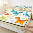 thumbnail image 3 of Homewish Cute Dinosaur Queen Sheet Sets for Kids, Funny Jungle Animal Flat Sheet, Tree Flower Botanical Queen Fitted Sheet, Luxury Bedroom Decor, 4pcs, 3 of 7