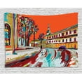 thumbnail image 1 of Fine Art Tapestry, Exquisite Old Historical Town Paint with Impressionist Influences Winter Image, Wall Hanging for Bedroom Living Room Dorm Decor, 60W X 40L Inches, Multicolor, by Ambesonne, 1 of 2