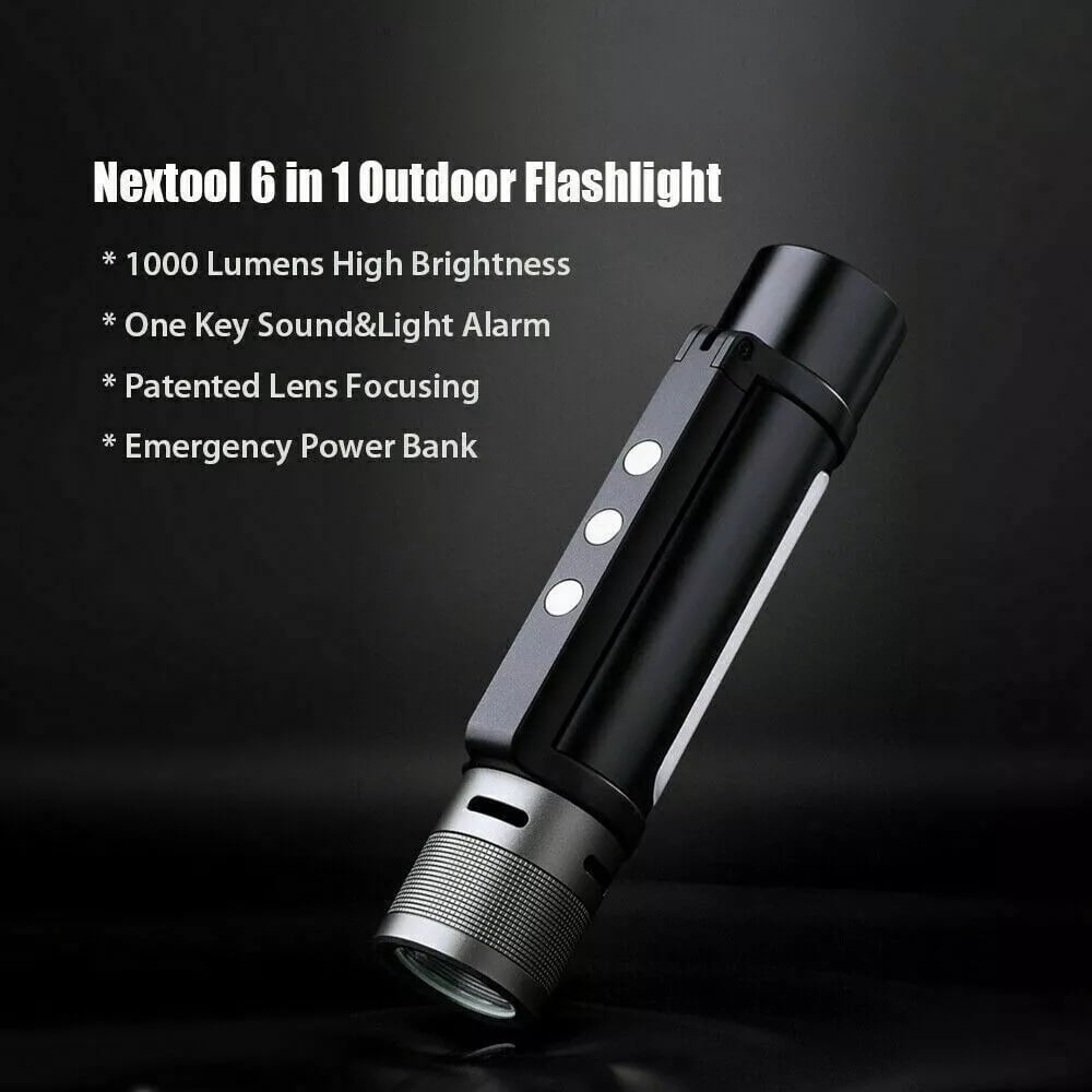 Outdoor Rechargeable LED Flashlight 6 in 1, Ultra Bright 1000 Lumens, Waterproof Rechargeable Torch for Camping Zoomable, Magnetic Base, Type-C Charging, 240m ultra-long Irradiation Distance