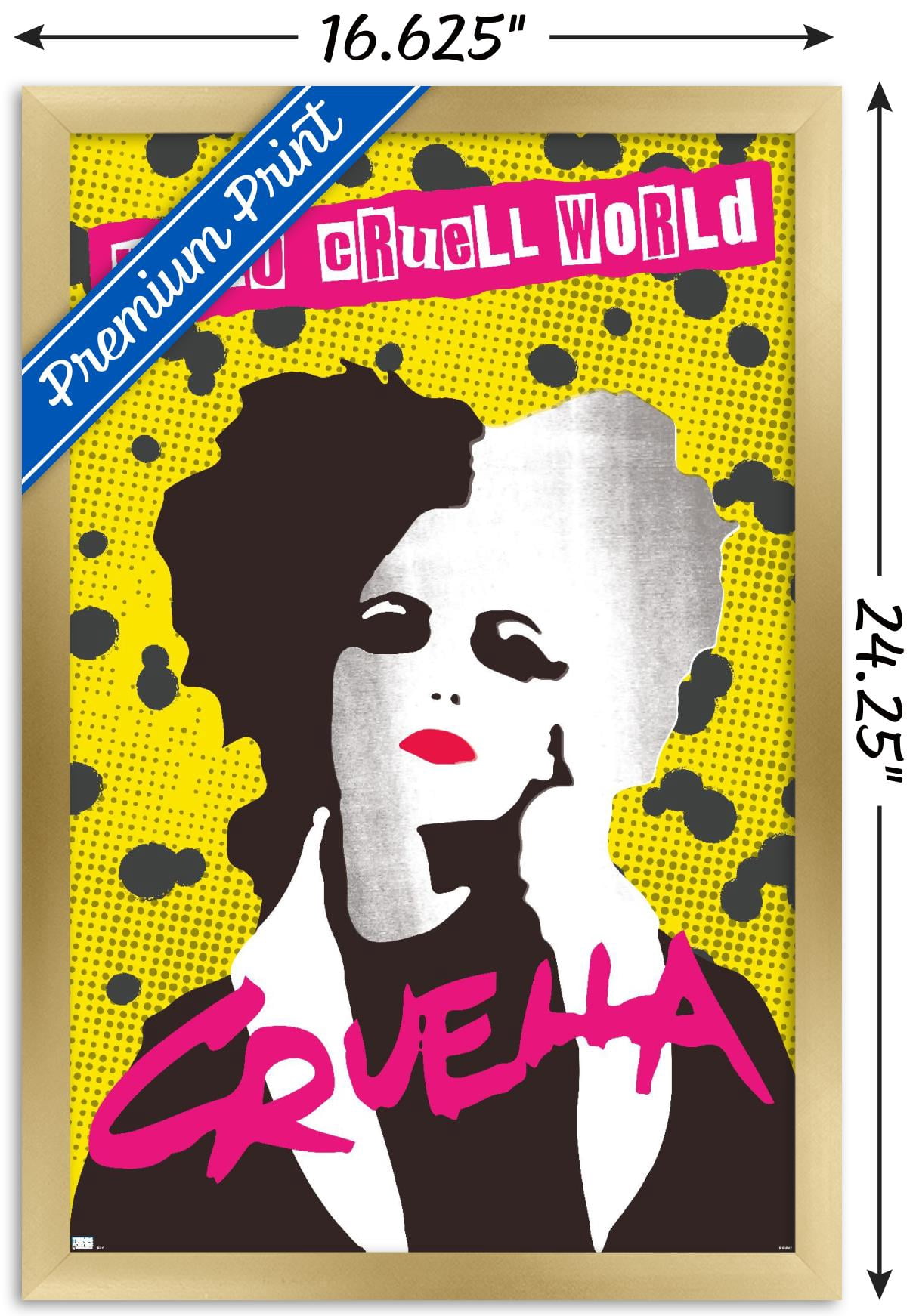 Disney Cruella - Hello Cruell World Wall Poster, 14.725" x 22.375", Framed