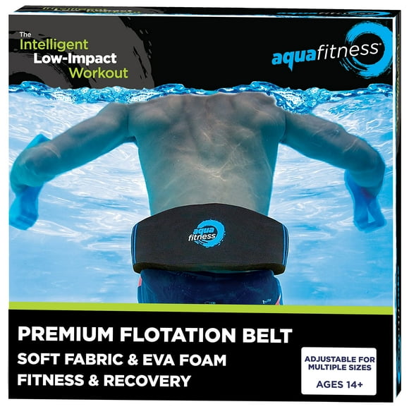 Aqua LEISURE New Aqua Water Fitness Deluxe Flotation Belt â€“ Adult Aquatic Swim Belt for Water Aerobics and Other Pool Exercise â€“ Black/Blue, (AZF21363) (Packaging may vary)