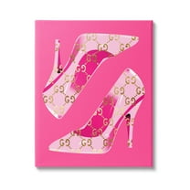 Stupell Industries Pink Glam Brand Shoes Beauty & Fashion Painting Gallery Wrapped Canvas Art Print Wall Art, 36 x 48