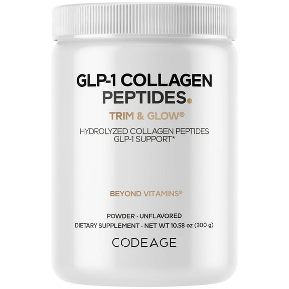 Codeage GLP-1 Collagen Powder Supplement - Nextida GC Collagen Peptides - GLP 1 Support - Hydrolyzed Collagen, Grass-Fed, Type I & III, Unflavored - Non-GMO, Gluten-Free, Dairy-Free - 10.58 Oz