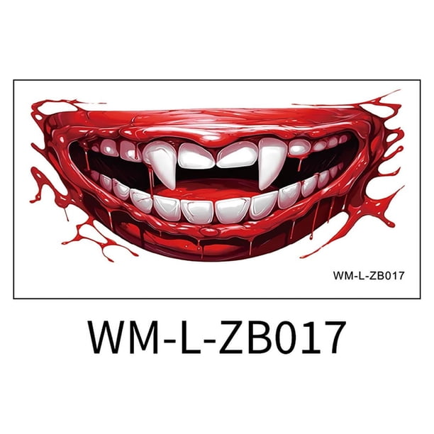 Xihbxyly Pegatinas de Boca de Payaso de Halloween, Maquillaje de Broma Realista, Tatuajes Temporales Extraíbles, Fácil Aplicación, Artículos para Cosplay y Fiestas, Diseño Duradero, Tamaño 13 X 7 Cm