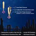 thumbnail image 2 of Gem Stone King 14K Yellow Gold Purple Amethyst Dangle Earrings for Women | 0.50 Cttw | Gemstone February Birthstone | Round 4MM, 2 of 6