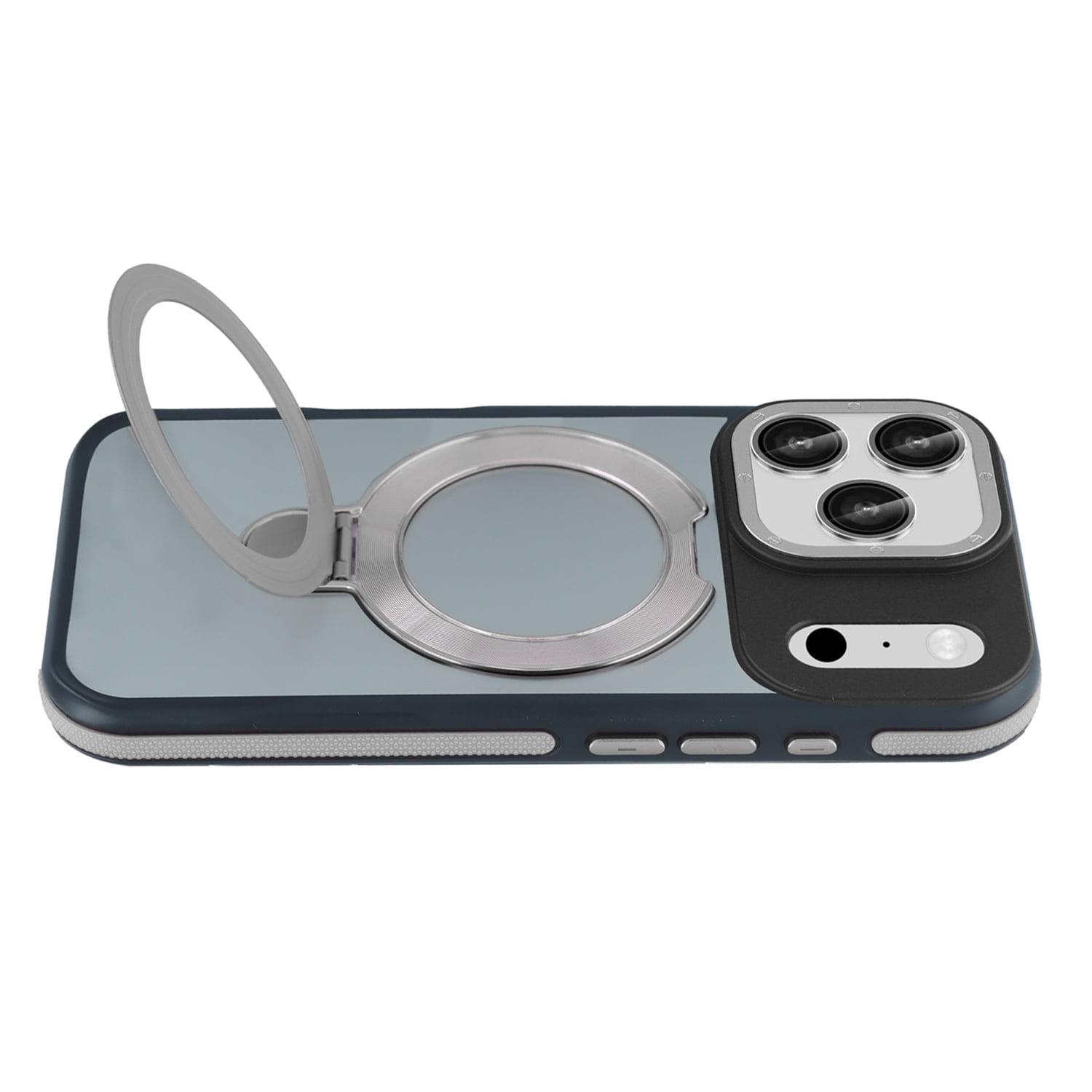 Anti-Fingerprint Matte Transparent Case with Kickstand for iPhone 17 Pro Max - Grey