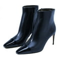 thumbnail image 2 of FSJ Women Classic Square Cap Toe Ankle Boots Stiletto Mid Heel Side Zipper Booties Comfy Daily Wear Dress Shoes Size 8 Navy, 2 of 4