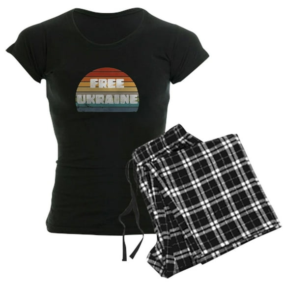 CafePress - Free Ukraine - Women's Short Sleeve Print T-Shirt and Pants Dark Cotton Pajama Set