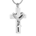 thumbnail image 2 of Cross Urn Necklace for Ashes, Stainless Steel Cross Memorial Cremation Ashes Urn Pendant Necklace Keepsake Jewelry Urn, 2 of 8