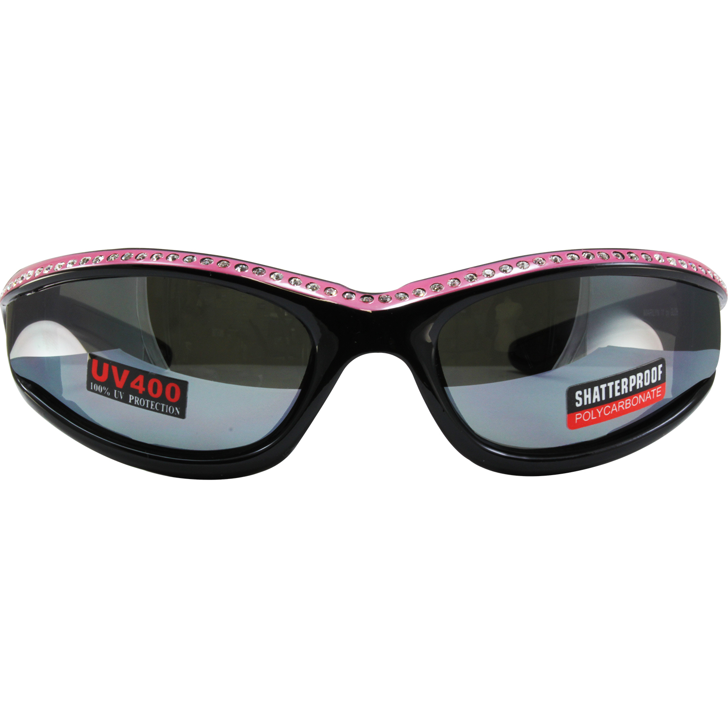 2 Pairs of Global Vision Eyewear Marilyn 11 Women's Black Sunglasses Pink + Orange Stripe Frames Flash Mirror Lenses - image 2 of 9