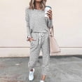 thumbnail image 2 of Ashirexll Two Piece Sets for Women, Outfits for Women, Loose Solid Color Long Sleeve Casual Pants Sweatsuit Two Piece Set, 2 of 5