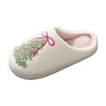 thumbnail image 2 of Vamuko Fluffy Slippers Women Winter Cute Slip on Shoes Plush Warm 2025 House Slippers Non-Slip Christmas Slippers Green 5.5, 2 of 8