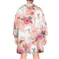 thumbnail image 2 of Pink Bichon Frise and Flower Wearable Oversized Blanket,Wearable Blanket Hoodie for Adults,Cozy Hooded Blankets with Super Pockets,Super Warm Fuzzy Pullover for Women & Men, 2 of 6