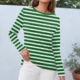 thumbnail image 6 of Women's Long Sleeve Striped T-Shirt, Casual Red and White Crew Neck Top, Soft Cotton Blend, 6 of 8