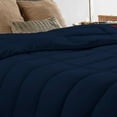 thumbnail image 3 of 5 Piece Luxury Long Box Pattern Comforter By D.N.G. BEDDINGS Set Premium Super Soft, All Season, 800 Thread Count, 100% Egyptian Cotton, Super King Size Navy Color, 3 of 5