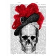 thumbnail image 2 of Fab Funky 15x18 Gold Ornate Wood Framed with Double Matting Museum Art Print Titled - Skull with Red Hat, 2 of 4