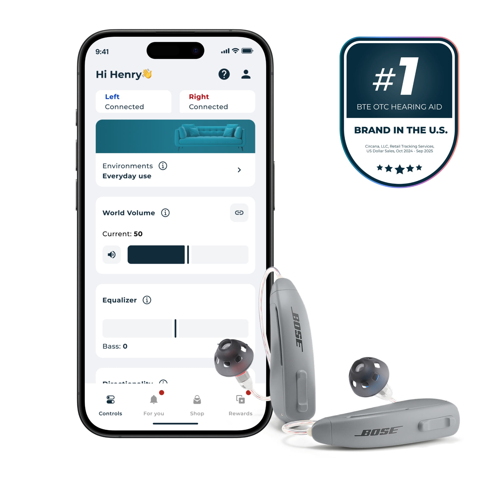 Lexie B1 Self-Fitting OTC Hearing Aids Powered by Bose | Self-fitting | Lexie Expert® Support | Replaceable Batteries