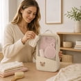 thumbnail image 5 of SUYOLL Beige Cartoon Bear Quilted Mesh Storage Pouch Organizer Cube Portable For Travel Toiletries Organization Saving Space, 5 of 6