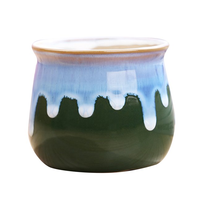 CAROOTU Mini Cute Ceramic Flower Pots Planting Pot Cactu Faux Plants Containers for