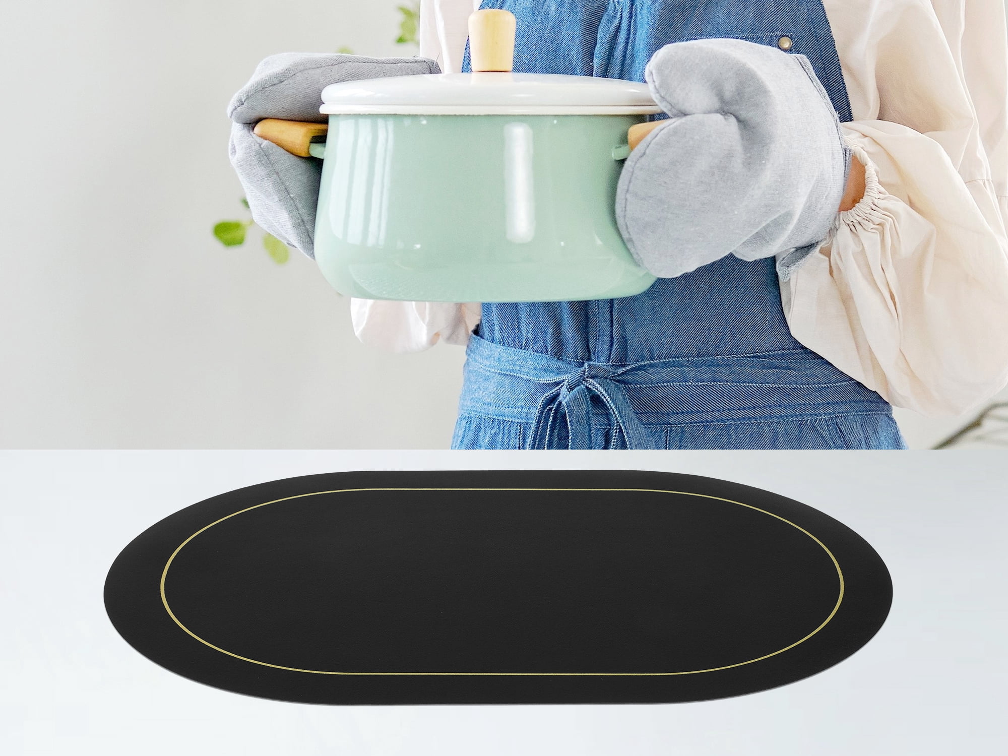 Unique Bargains Set of 6 Faux Leather Placemats Black