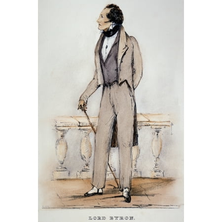 George Gordon Byron N6Th Baron Byron (1788-1824) Etching 1832 After A Sketch By Count Alfred DOrsay Taken In May 1823 Rolled Canvas Art -  (24 x