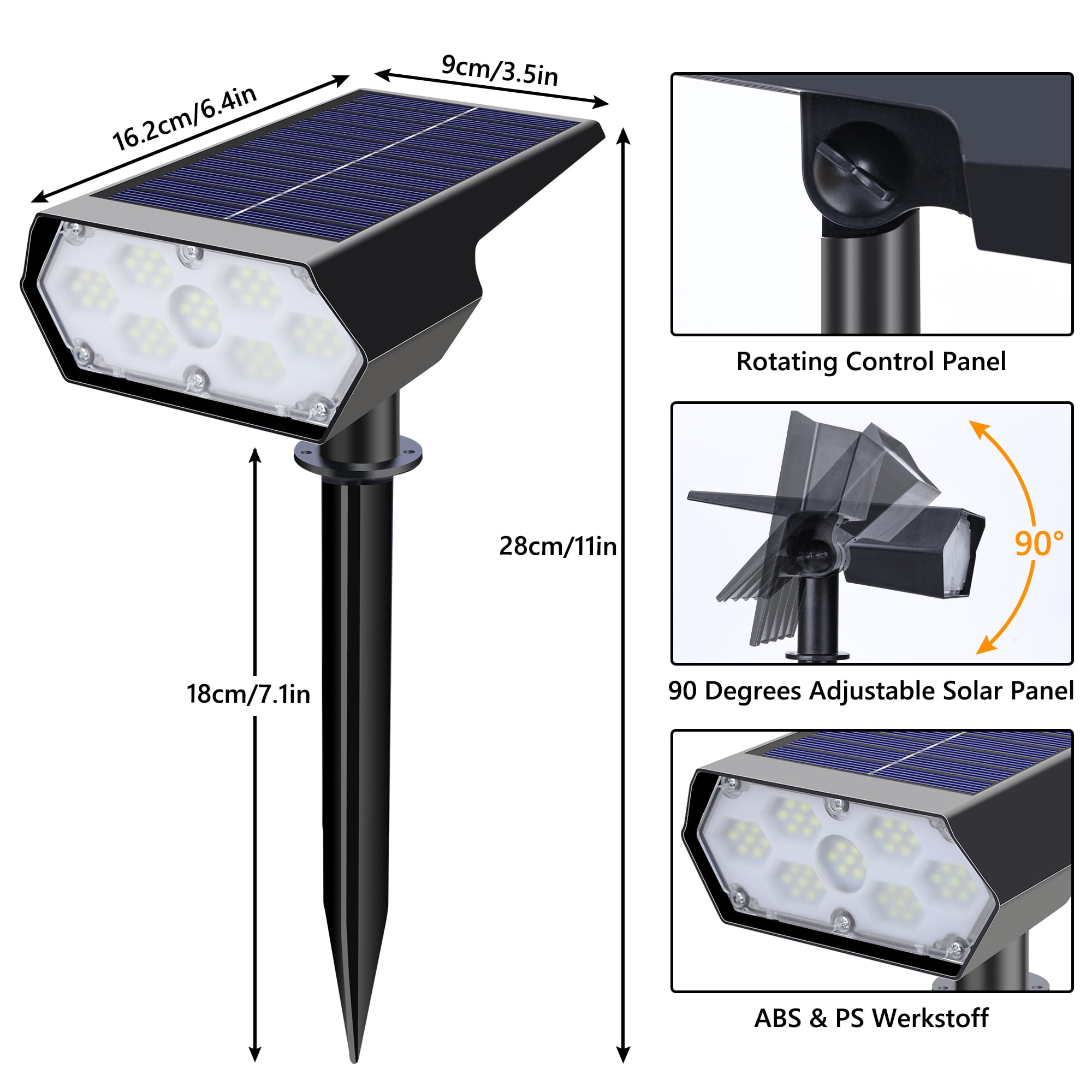 Toodour Solar Lights Outdoor, 49 LED Super Bright Solar Spot Lights with 2 Lighting Modes, Waterproof Solar Powered Landscape Spotlights for Garden Patio Pathway Yard (2 Pack-Warm White)