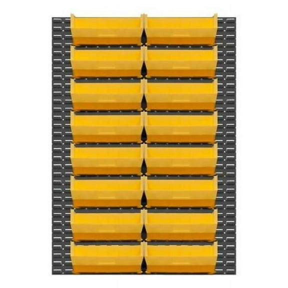 Durham LPW-46X64-95 46 x 64 in. Wall Mountable 16 Gauge Louvered Panel Rack with Hook-on-Bins - Gray