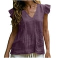 thumbnail image 3 of Aboser Womens Cotton Linen Tank Tops Y2k Flutter Sleeve Shirts Summer Casual V Neck T Shirt Solid Color Sleeveless Tanks Loose Fits Beach Vacation Tshirts, 3 of 9