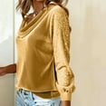 thumbnail image 5 of Atogsazn Women's Sequin Sleeve Velevt Blouse V Neck Pullover Tops Bussiness Work Outfit Clothing Outerwear 01-Gold XL Fashion, 5 of 6
