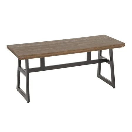 Black Industrial Full Grain Geo Industrial Bench in Black Metal and Brown Wood-Pressed Grain Bamboo by LumiSource ()