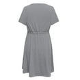 thumbnail image 5 of Bigersell Women's Dresses Women's Fashion Casual Comfortable Solid Short Sleeve Round Neck Button Knee Length Dress Female Casual Dresses Regular Sun Dress Dresses, Style 24614, Gray XL, 5 of 5