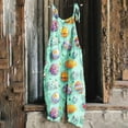 thumbnail image 2 of JURANMO Prime Sales Overalls for Women 2025 Easter Linen Jumpsuits with Pockets Summer Vacatio Outfits Casual Shoulder Strap Rabbit Egg Graphic Print Rompers Multicolor M, 2 of 6