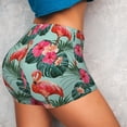thumbnail image 2 of Sikiie Palm Leaves Flamingo Print Workout Shorts Women Scrunch Butt Gym Shorts Seamless High Waist Tummy Control Yoga Biker Athletic Shorts, 2 of 5