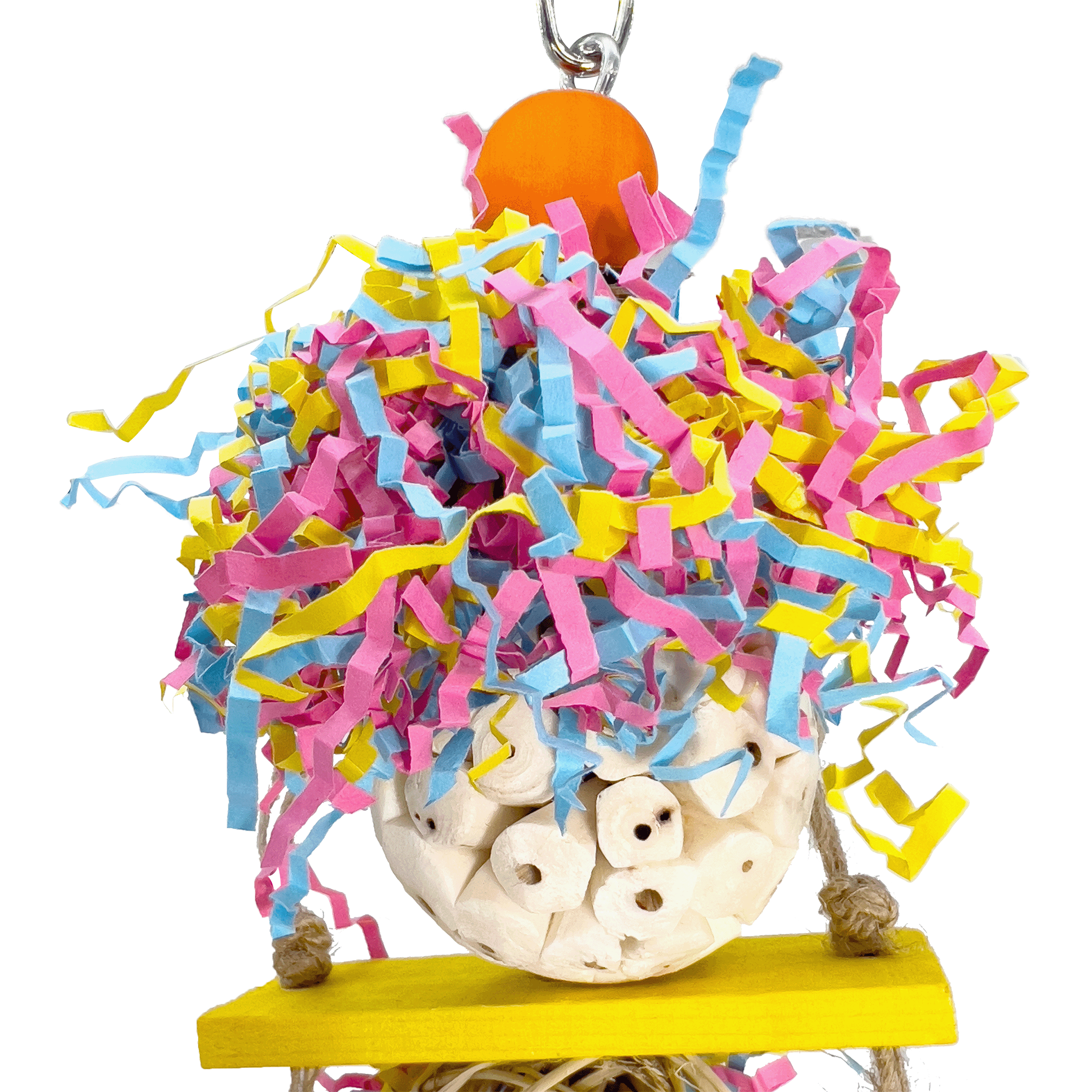 1106 Sola Shred Tower Mandarin Bird Toys by M&M - Colorful Beak & Feet Foraging Party