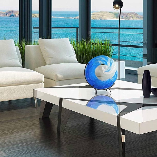 Escultura de olas del océano Adornos de olas azules Arte oceánico para decoración de escritorio