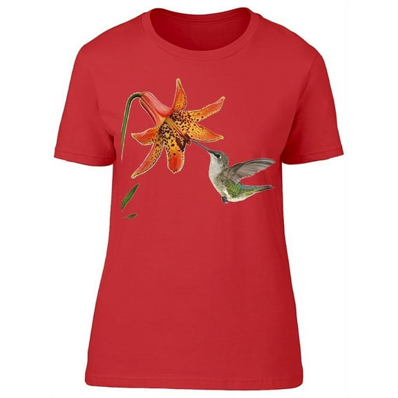 Hummingbird Feeding Beaut Flower T-Shirt Women -Image by Shutterstock, Female Small