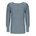 thumbnail image 3 of BiZtdJrK Womens Ribbed Knit Sweaters Solid Casual Button Cuffs Long Sleeve Shirts Fashion Clothing Tunics or Tops Wear with Leggings, Blue, S, 3 of 4