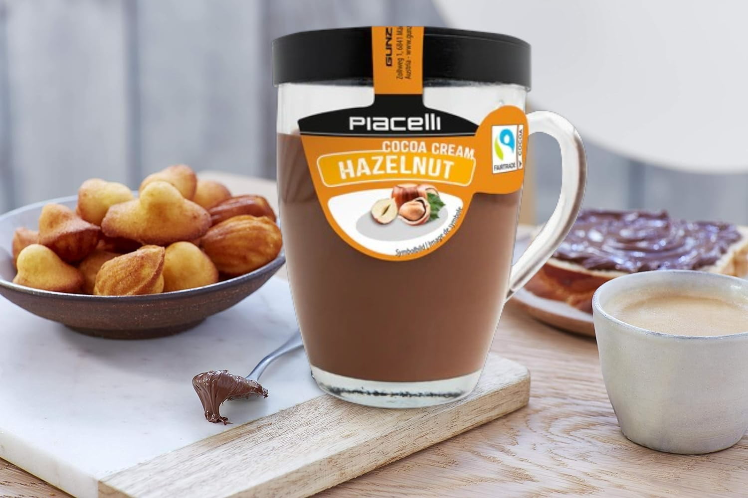 Piacelli, 2 Count - Hazelnut Cocoa Cream Spread 300gr -Special Glass Cup