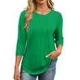 thumbnail image 2 of Fantaslook Womens Plus Size Tops 3/4 Sleeve Pleated Dressy Blouses Crew Neck Casual Tunic Tops Summer Shirts, 2 of 7
