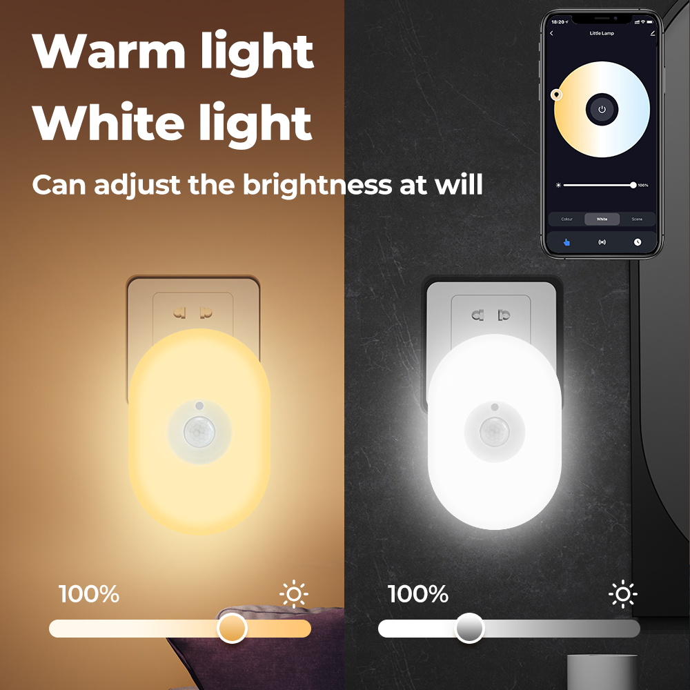 WiFi Intelligent Humanbody Induction Small Night Lamp Multi-Gear Dimming Household Bedside Mobilepohone Control Colorful Bedroom Lamp Compatible with Home - image 4 of 7