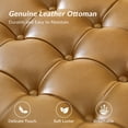 thumbnail image 3 of 37" Wide Genuine Leather Coffee Table Modern Square Ottoman Wooden Legs Home Living Room Camel, 3 of 7