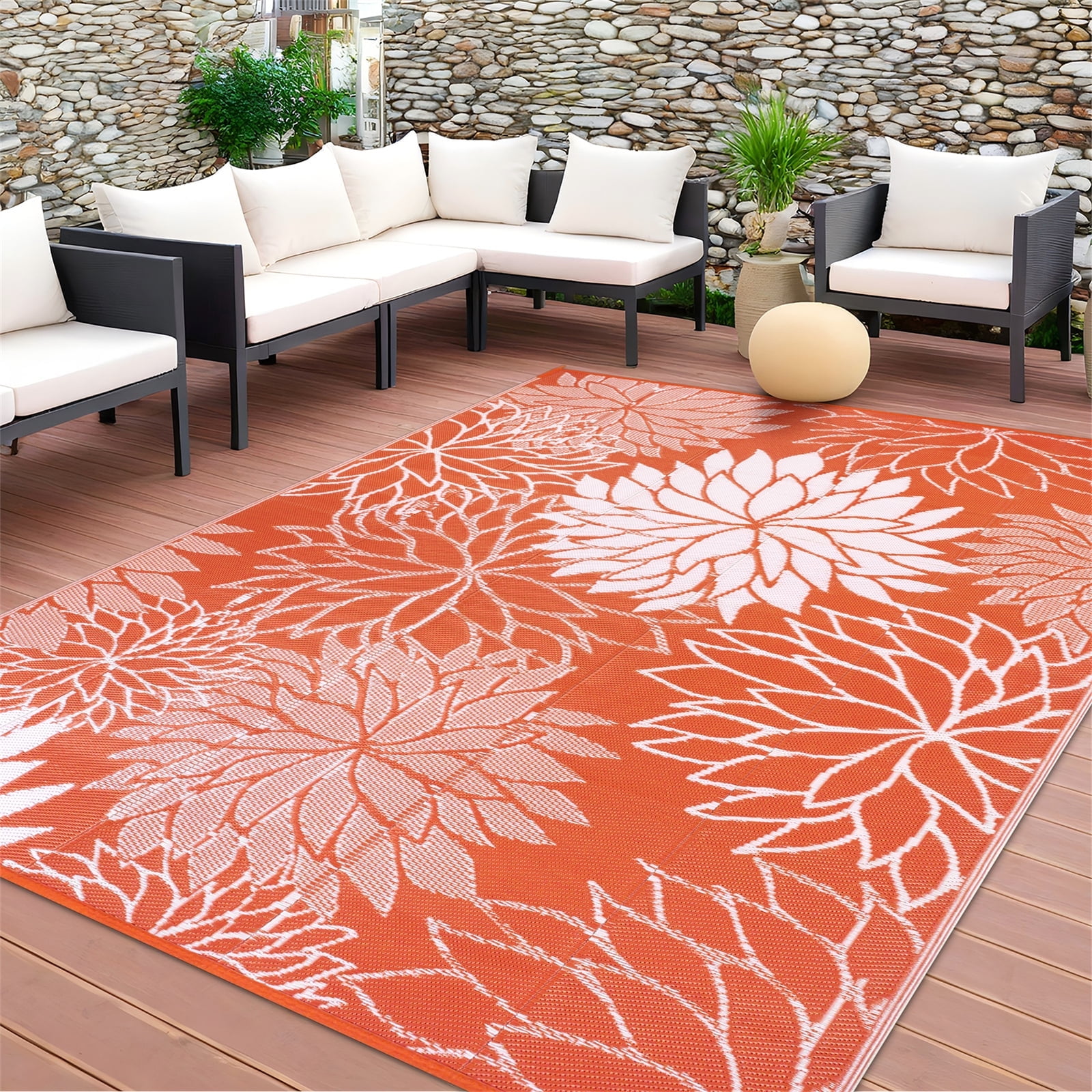 Ileading Outdoor Rugs for Patios 6'x9' Waterproof Patio Mat Plastic Straw Rug Reversible RV Camping Tent Rug Outside Area Rug for RV, Patios,Deck, Beach,Balcony, Camping