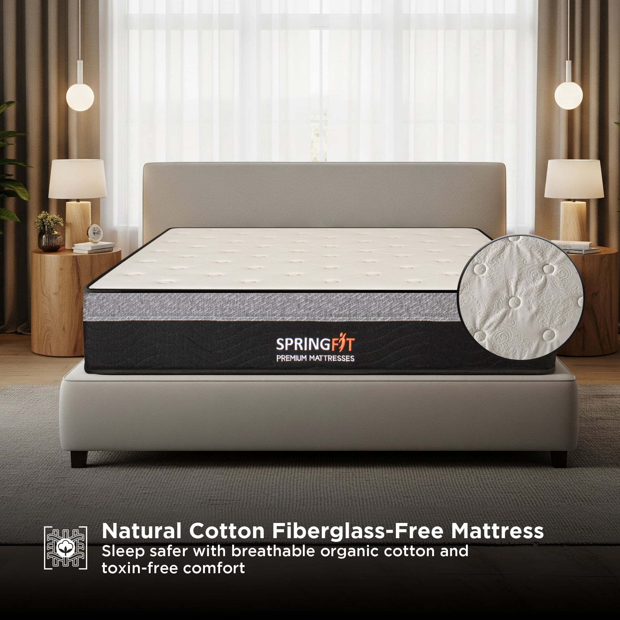 Springfit 10" Hybrid Mattress in a Box, Medium Firm, Pocket Spring, CertiPUR-US®, Twin