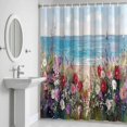 thumbnail image 6 of Spring Flower Bathroom Shower Curtain, Oil Painting Colorful Floral Boat Ocean Vintage Waterproof Washable Soft Bath Curtain for Bathtub Decor with 12 Hooks&Grommet, 60x72 Inch, 6 of 9
