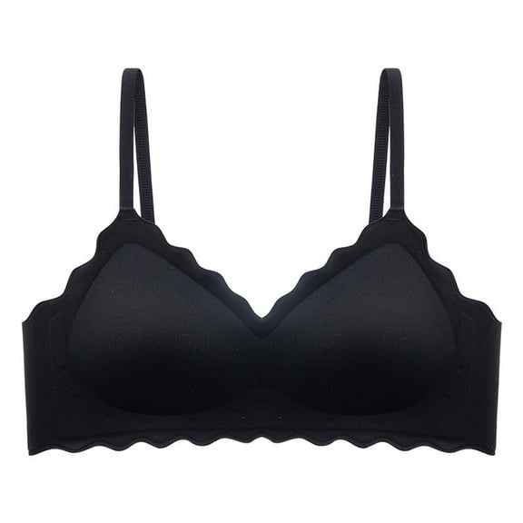 LYEAA No Wire Bras for Women Soft Seamless Push up Everyday Bras Wireless Support Solid Padded Lift Sleep Bras Comfortable Wirefree Breathable Shaping Daily T-Shirt Bralette Black L