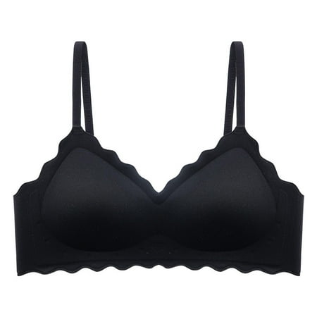 Mrasaso Deals of The Day Clearance! Built in Bra Tank Tops for Women Women Dacron Bras Women s Solid Color Wireless Underwear Bra Everyday Comfort & Breathable Design(1pc Bra) Black|S