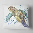 thumbnail image 2 of Designart Blue Sea Turtle Illustration - Animal Throw Pillow - 16x16, 2 of 5